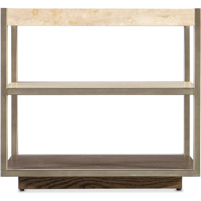 Hammon Square Marble Oak Side Table by Hooker Furniture in medium oak, champagne. Made from unique in a transitional style.