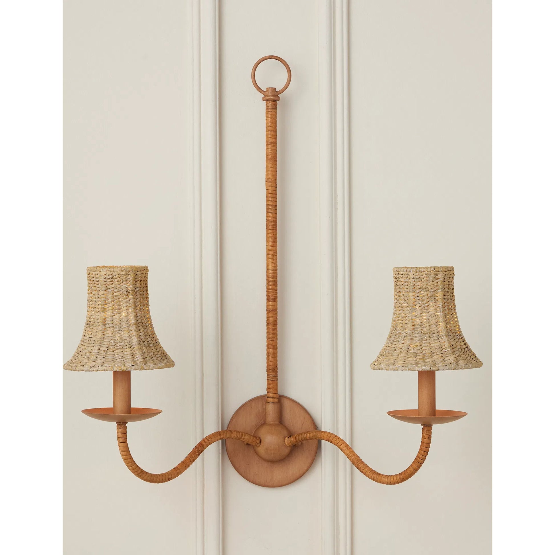 Bell Chandelier Shade by Currey and Company. Made from seagrass in a cottage & farmhouse style.