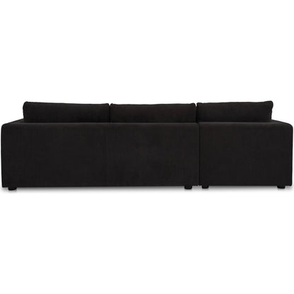 Burrow Sleeper Sectional with Storage Chaise by Moe's Home Collection. Made from 70% polyester, 30% recycled polyester, c0 performance, foam, fiber cushion fill, sleeper sofa mechanism, memory foam mattress, solid wood leg in a transitiona