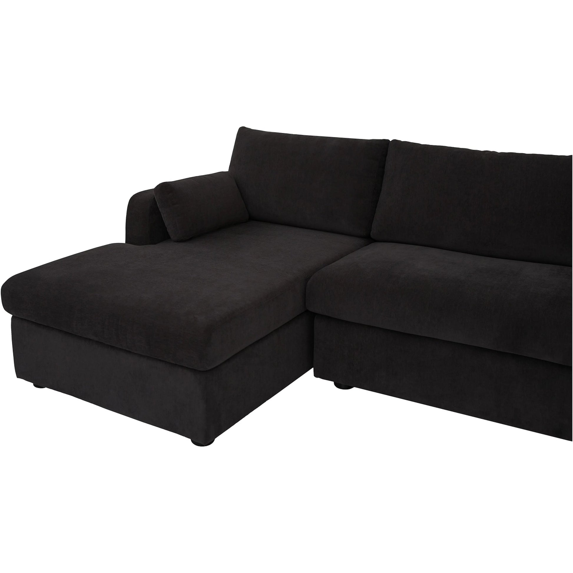 Burrow Sleeper Sectional with Storage Chaise by Moe's Home Collection. Made from 70% polyester, 30% recycled polyester, c0 performance, foam, fiber cushion fill, sleeper sofa mechanism, memory foam mattress, solid wood leg in a transitiona