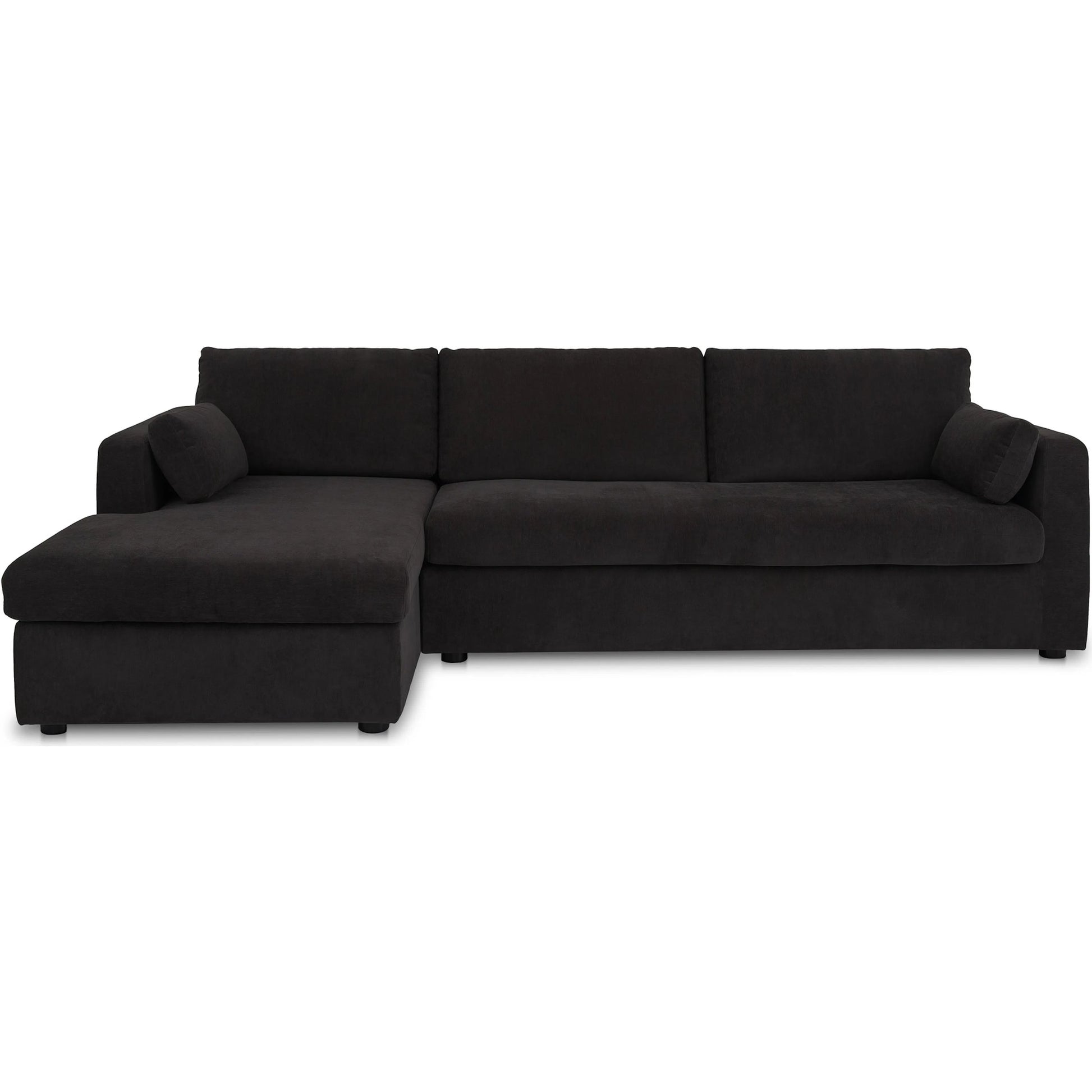 Burrow Sleeper Sectional with Storage Chaise by Moe's Home Collection. Made from 70% polyester, 30% recycled polyester, c0 performance, foam, fiber cushion fill, sleeper sofa mechanism, memory foam mattress, solid wood leg i