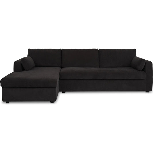 Burrow Sleeper Sectional with Storage Chaise by Moe's Home Collection. Made from 70% polyester, 30% recycled polyester, c0 performance, foam, fiber cushion fill, sleeper sofa mechanism, memory foam mattress, solid wood leg i