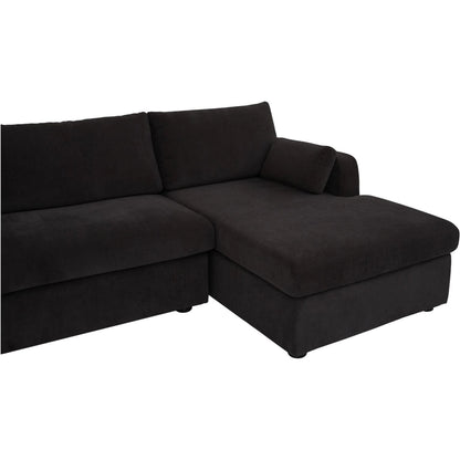 Burrow Sleeper Sectional with Storage Chaise by Moe's Home Collection. Made from 70% polyester, 30% recycled polyester, c0 performance, foam, fiber cushion fill, sleeper sofa mechanism, memory foam mattress, solid wood leg in a transitiona