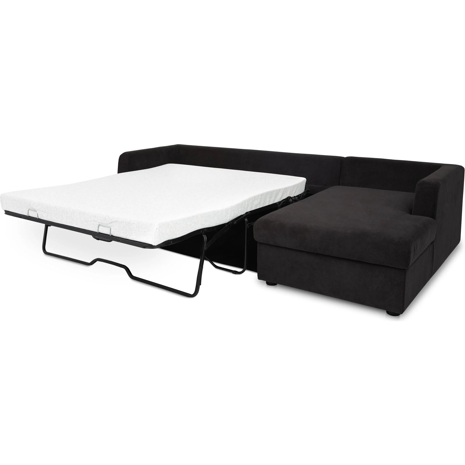 Burrow Sleeper Sectional with Storage Chaise by Moe's Home Collection. Made from 70% polyester, 30% recycled polyester, c0 performance, foam, fiber cushion fill, sleeper sofa mechanism, memory foam mattress, solid wood le