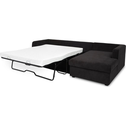 Burrow Sleeper Sectional with Storage Chaise by Moe's Home Collection. Made from 70% polyester, 30% recycled polyester, c0 performance, foam, fiber cushion fill, sleeper sofa mechanism, memory foam mattress, solid wood le