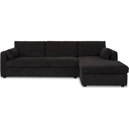 Burrow Sleeper Sectional with Storage Chaise by Moe's Home Collection. Made from 70% polyester, 30% recycled polyester, c0 performance, foam, fiber cushion fill, sleeper sofa mechanism, memory foam mattress, solid wood leg i