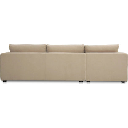 Burrow Sleeper Sectional with Storage Chaise by Moe's Home Collection. Made from 70% polyester, 30% recycled polyester, c0 performance, foam, fiber cushion fill, sleeper sofa mechanism, memory foam mattress, solid wood leg in a transitiona