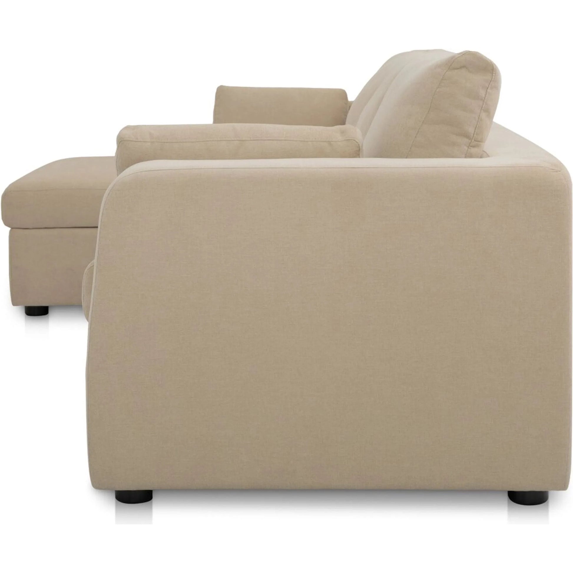 Burrow Sleeper Sectional with Storage Chaise by Moe's Home Collection. Made from 70% polyester, 30% recycled polyester, c0 performance, foam, fiber cushion fill, sleeper sofa mechanism, memory foam mattress, solid wood leg in a transitiona