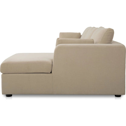 Burrow Sleeper Sectional with Storage Chaise by Moe's Home Collection. Made from 70% polyester, 30% recycled polyester, c0 performance, foam, fiber cushion fill, sleeper sofa mechanism, memory foam mattress, solid wood leg in a transitiona