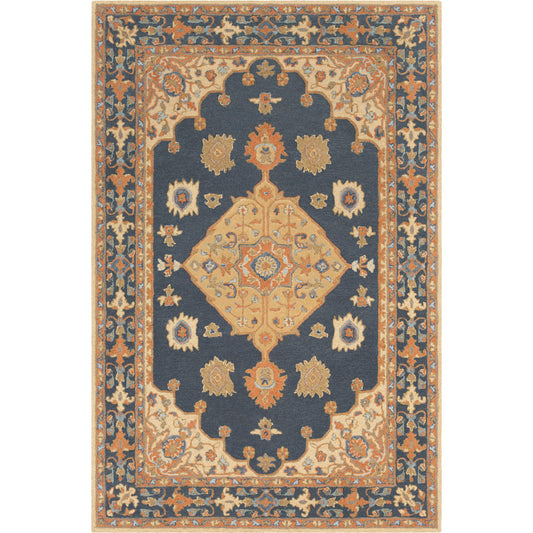 VVA-1001 Rug by Surya in dark blue, tan, rust, olive, dusty sage. Made from 100% wool in a unique style.