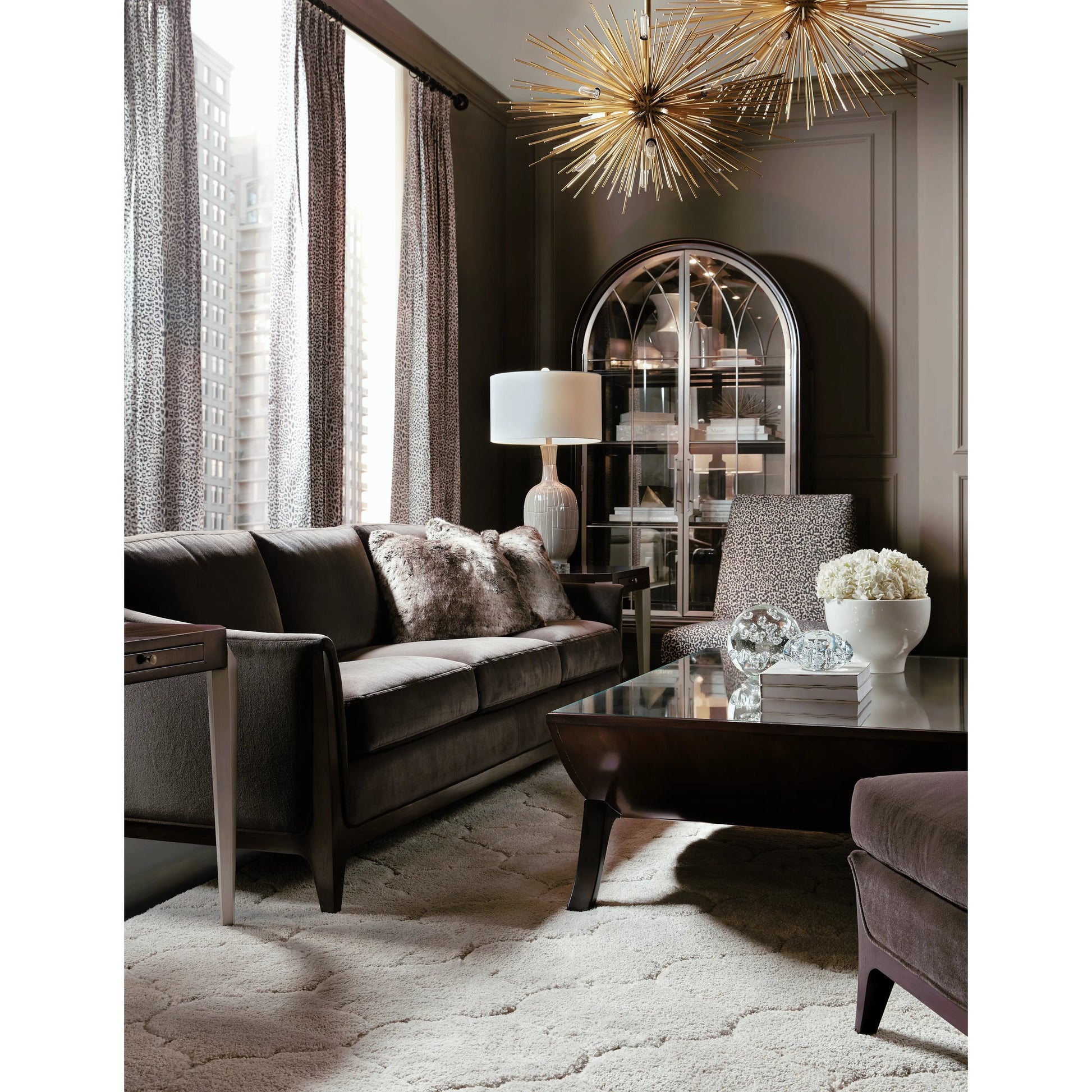 Sophia Sofa by Hooker Furniture in rich cathedral cherry. Made from unique in a modern style.