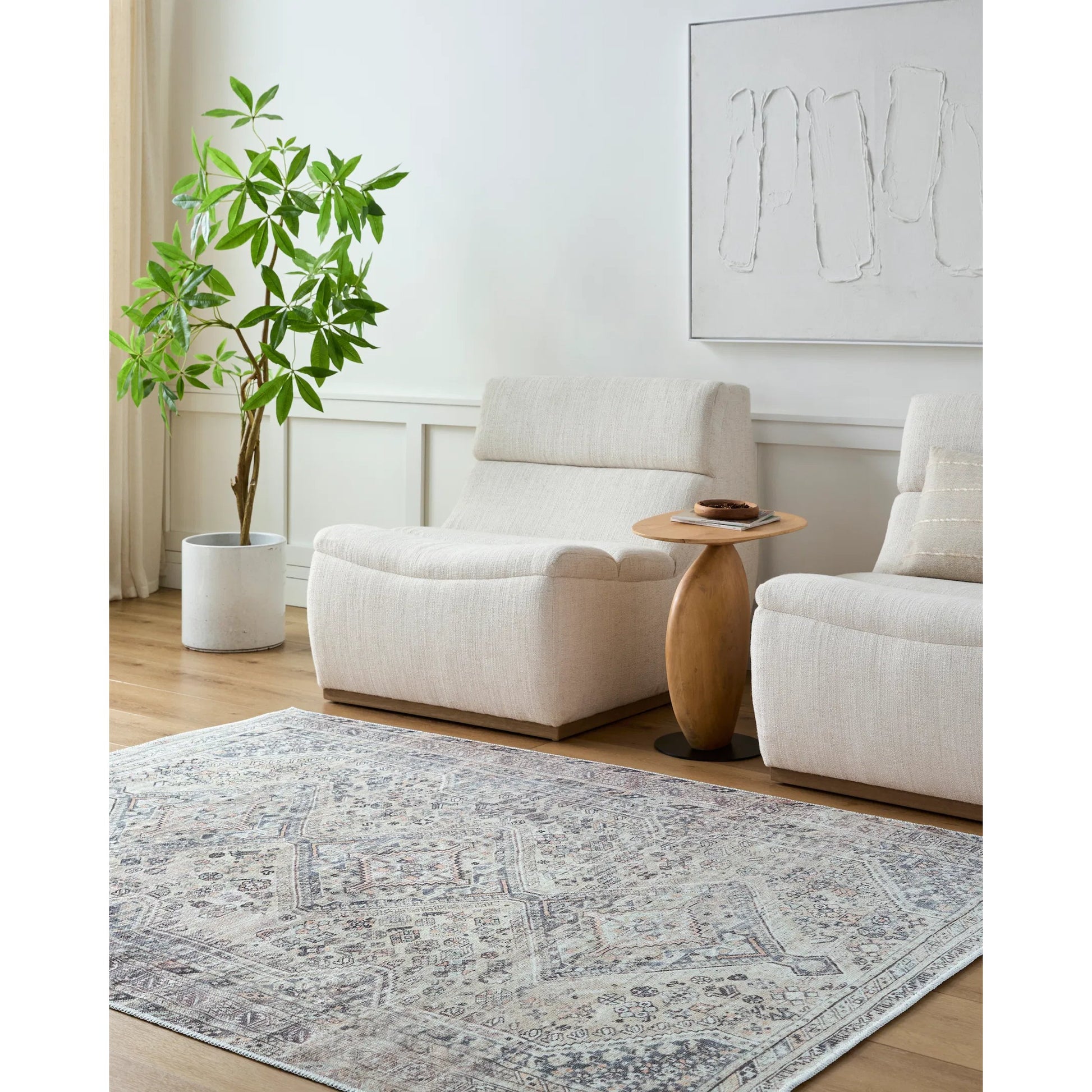 Eleni Rug - 541459 by Vivir x Livabliss in metallic - silver, sterling grey, silver, sage, light silver. Made from polyester in a unique style.