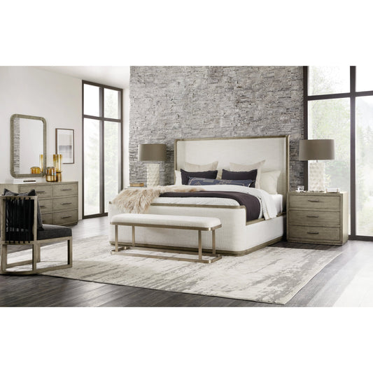 Linville Falls Ashford Three Drawer Nightstand by Hooker Furniture in mink. Made from oak veneers in a modern style.