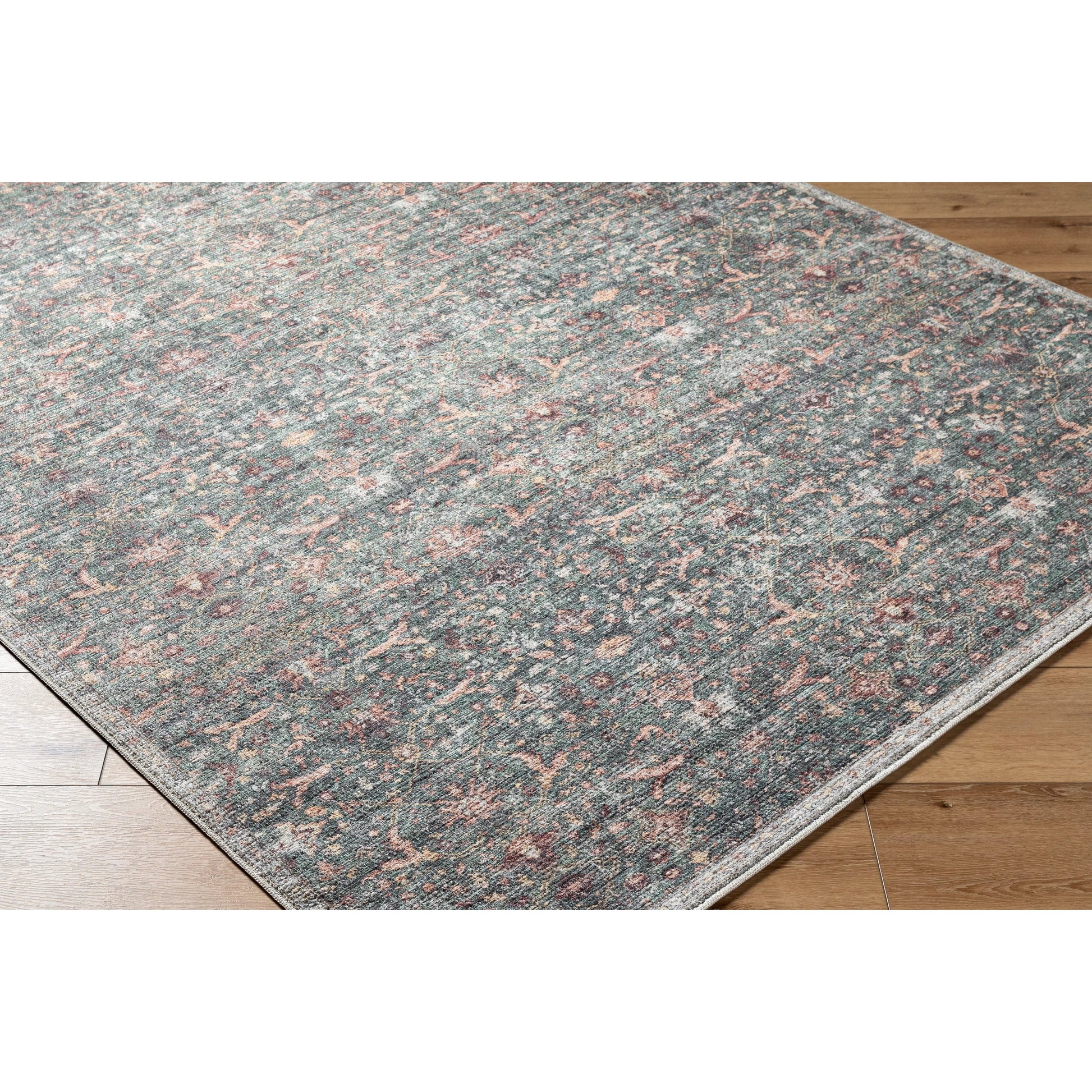 Mary 541483 Rug by Vivir x Livabliss in sage, medium green, wheat, rust, white, dark brown. Made from polyester in a unique style.