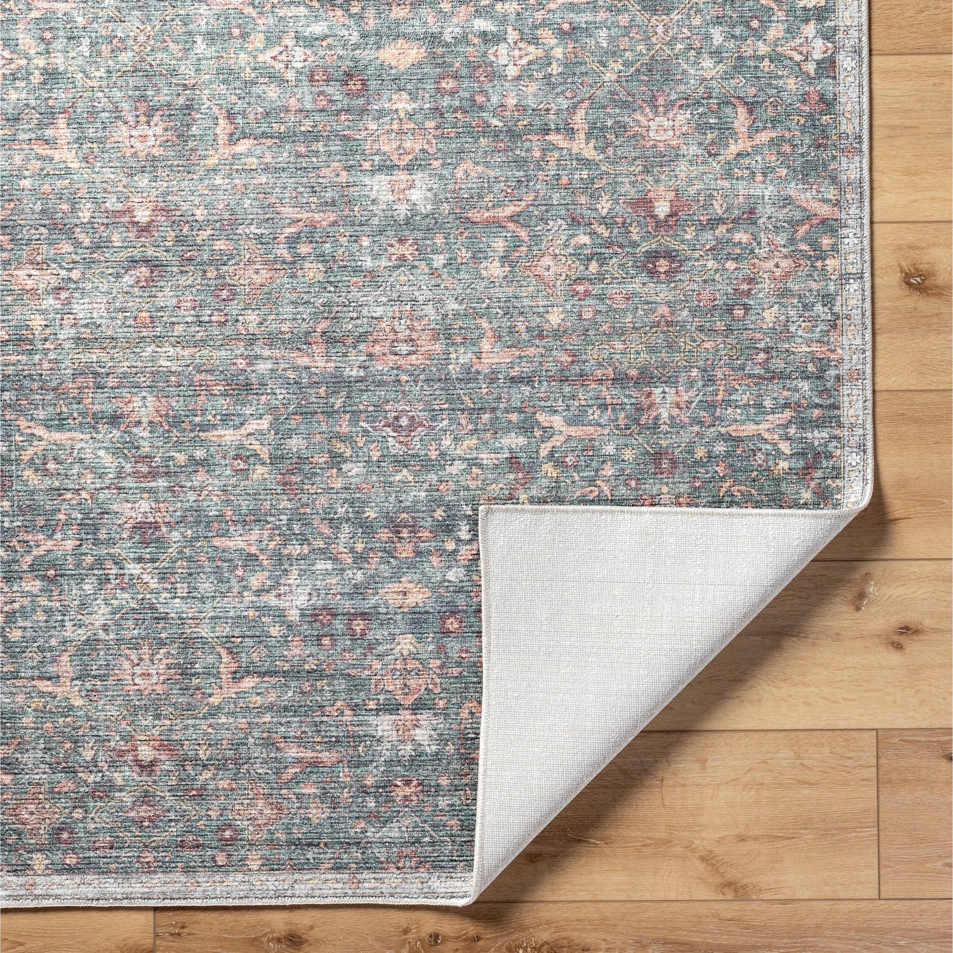 Mary 541483 Rug by Vivir x Livabliss in sage, medium green, wheat, rust, white, dark brown. Made from polyester in a unique style.