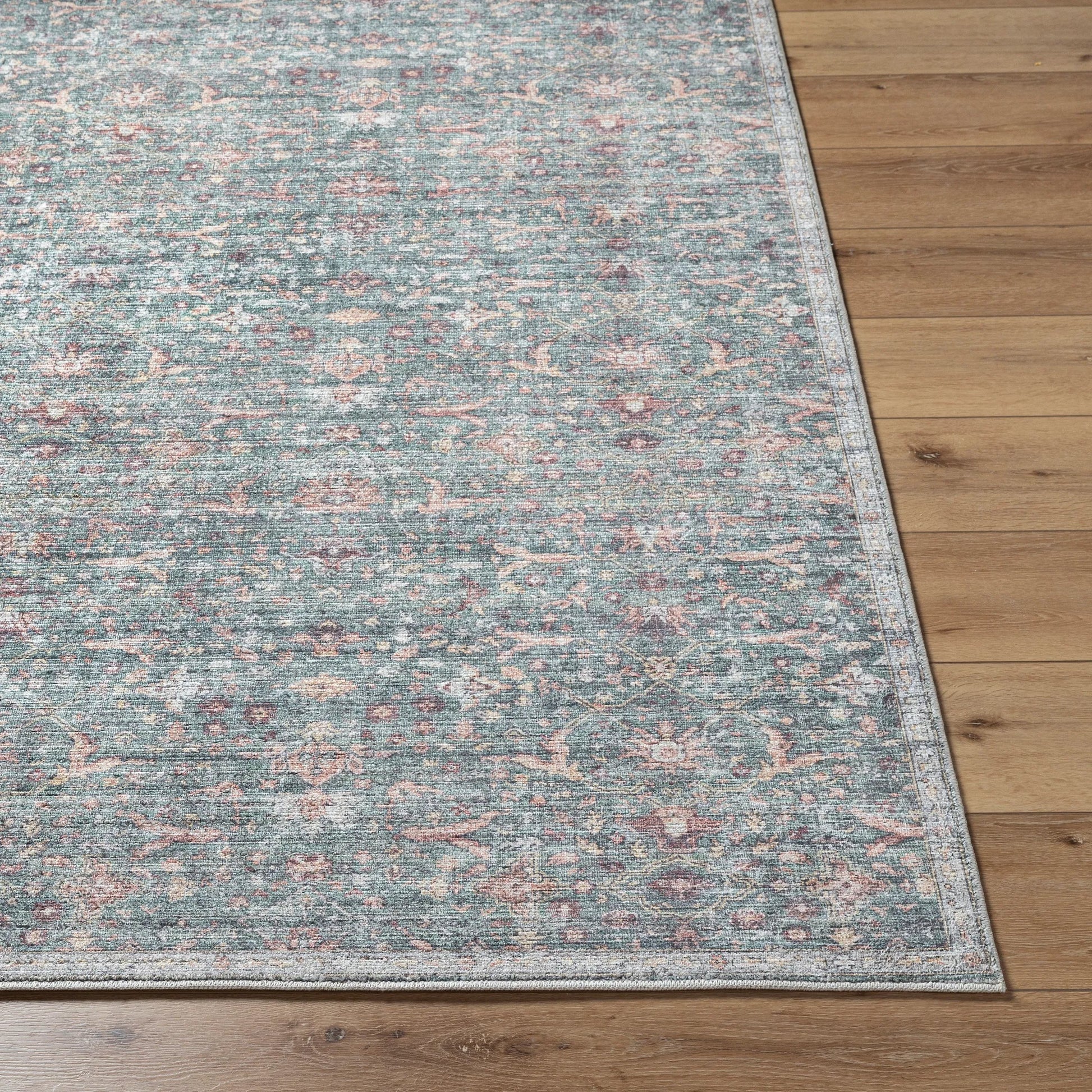 Mary 541483 Rug by Vivir x Livabliss in sage, medium green, wheat, rust, white, dark brown. Made from polyester in a unique style.