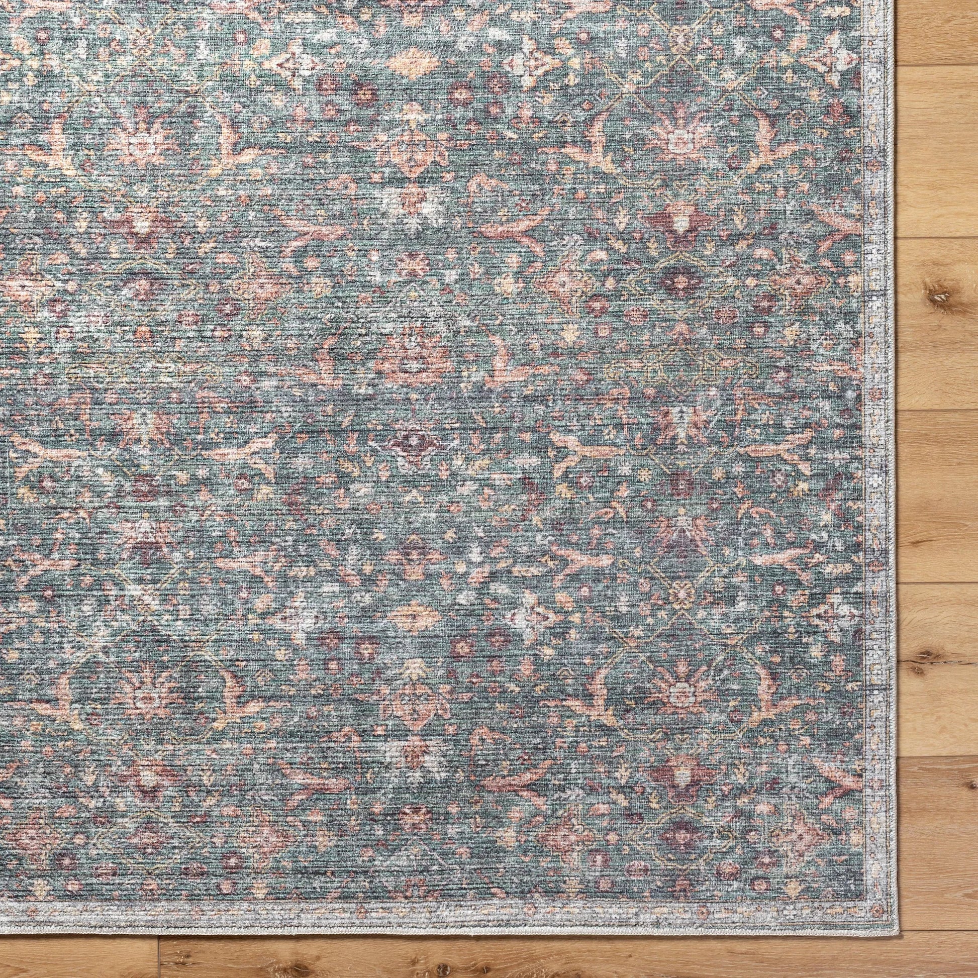 Mary 541483 Rug by Vivir x Livabliss in sage, medium green, wheat, rust, white, dark brown. Made from polyester in a unique style.