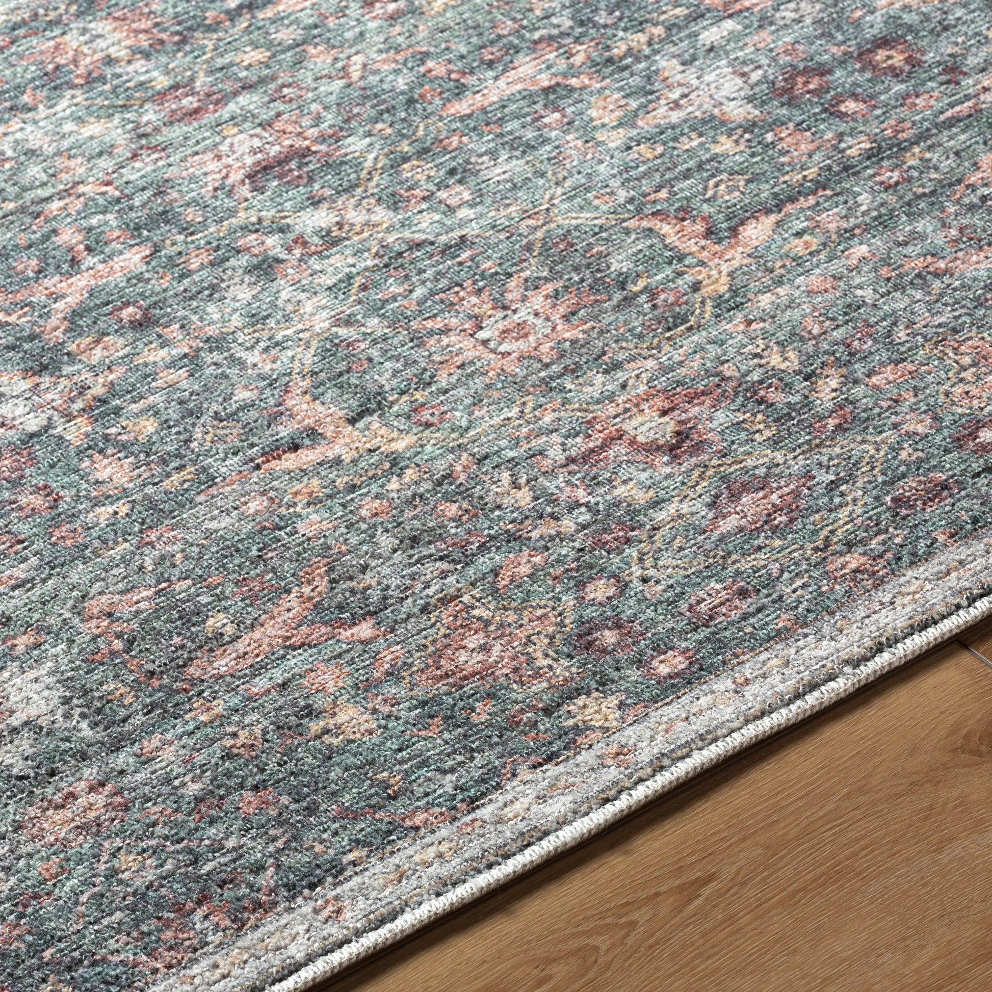 Mary 541483 Rug by Vivir x Livabliss in sage, medium green, wheat, rust, white, dark brown. Made from polyester in a unique style.