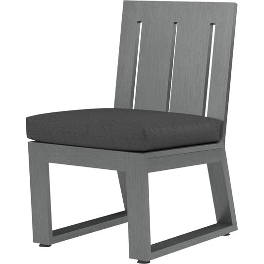 Redondo Outdoor Armless Dining Chair by Sunset West in grays. Made from aluminum in a modern style.