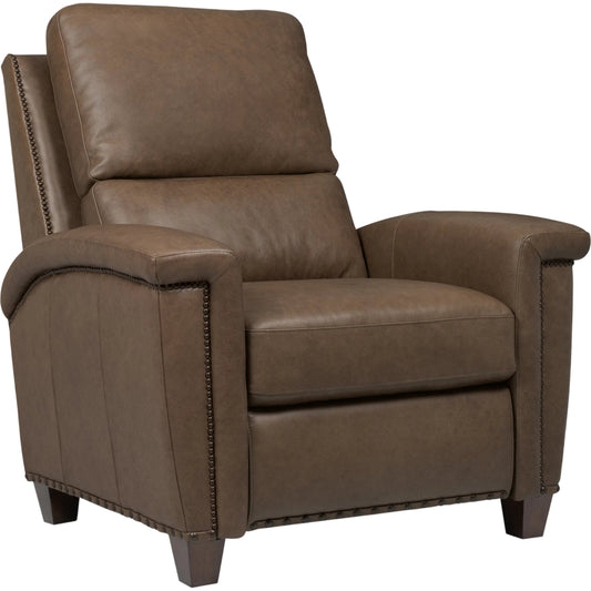 Julian Zero Gravity Power Recliner with Power Headrest by Hooker Furniture in brown and dark wood. Made from semi-aniline top grain leather, leather in a unique style.