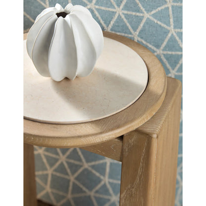 Commerce and Market Helena Spot Table by Hooker Furniture in light wood and desert oak. Made from white oak solids, marble in a transitional style.