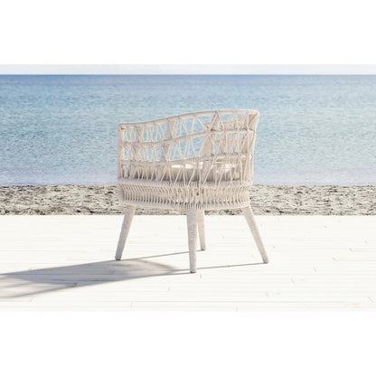 Dana Outdoor Rope Dining Chair in Linen by Sunset West in natural. Made from olefin rope in a coastal style.