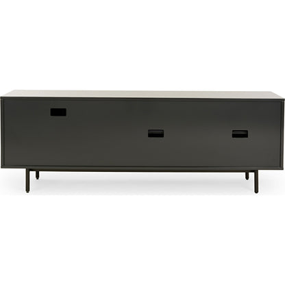 Tucker Media Console by Four Hands in walnut, oil rubbed bronze. Made from walnut veneer, iron in a modern style.