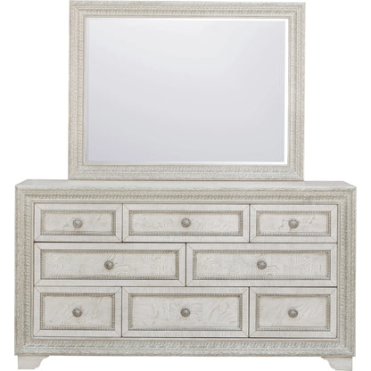Camila Mirror by Pulaski Furniture in semi-transparent creamy white. Made from ash veneers in a modern style.