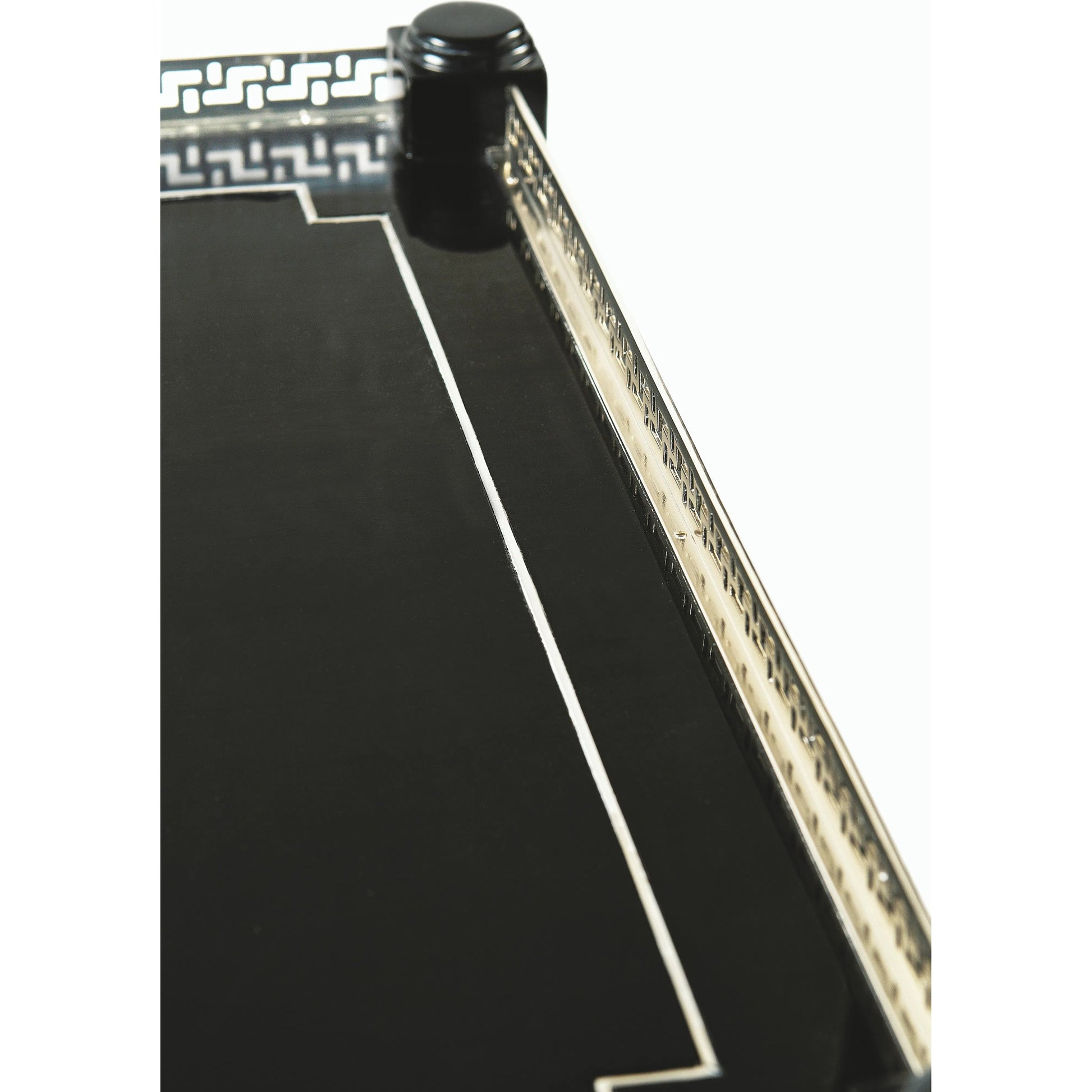 Reimagined Flux Lacquer Etagere by Jonathan Charles in lacquered black. Made from acacia in a modern style.