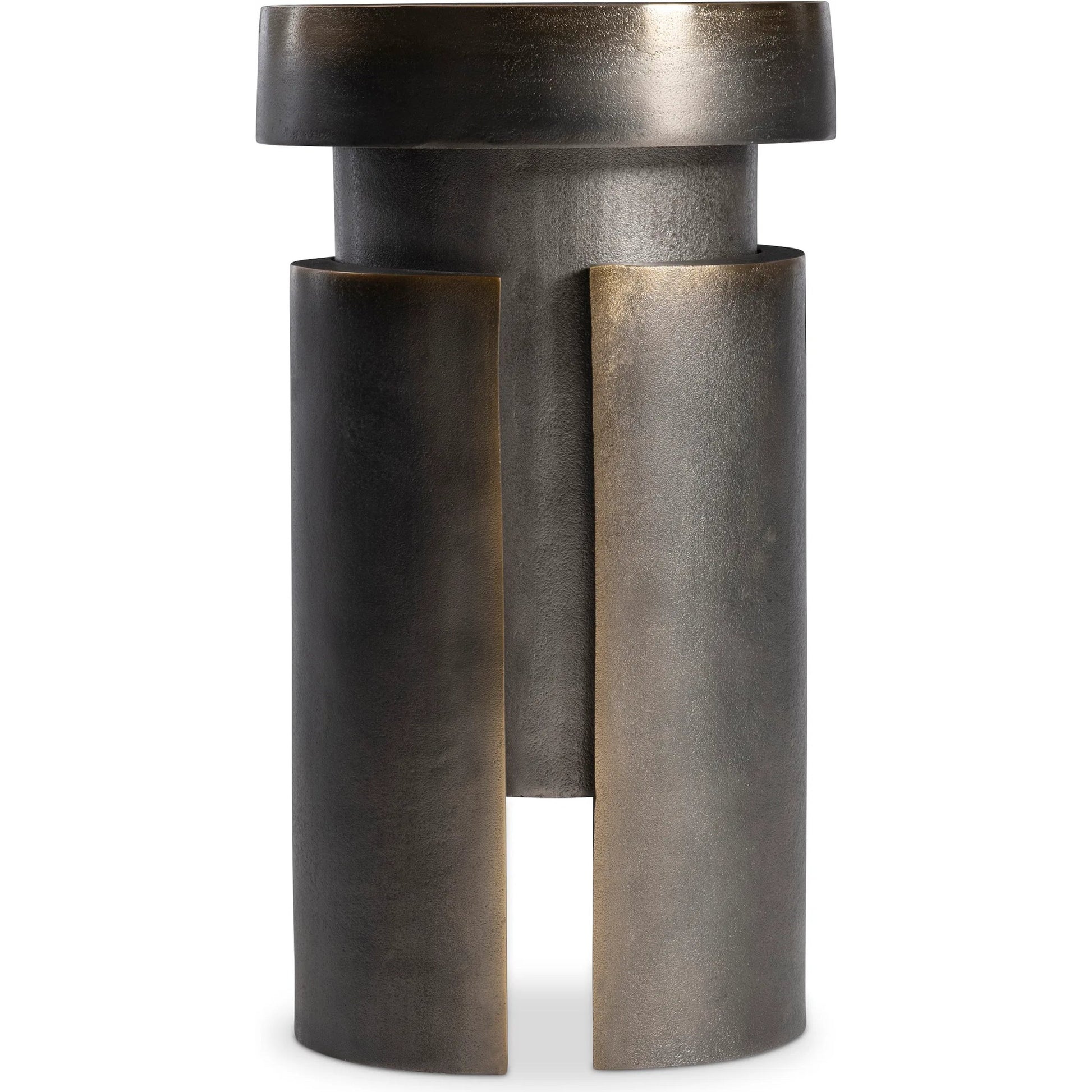 Avi Accent Table by Bernhardt in blackened brass. Made from metal in a modern style.