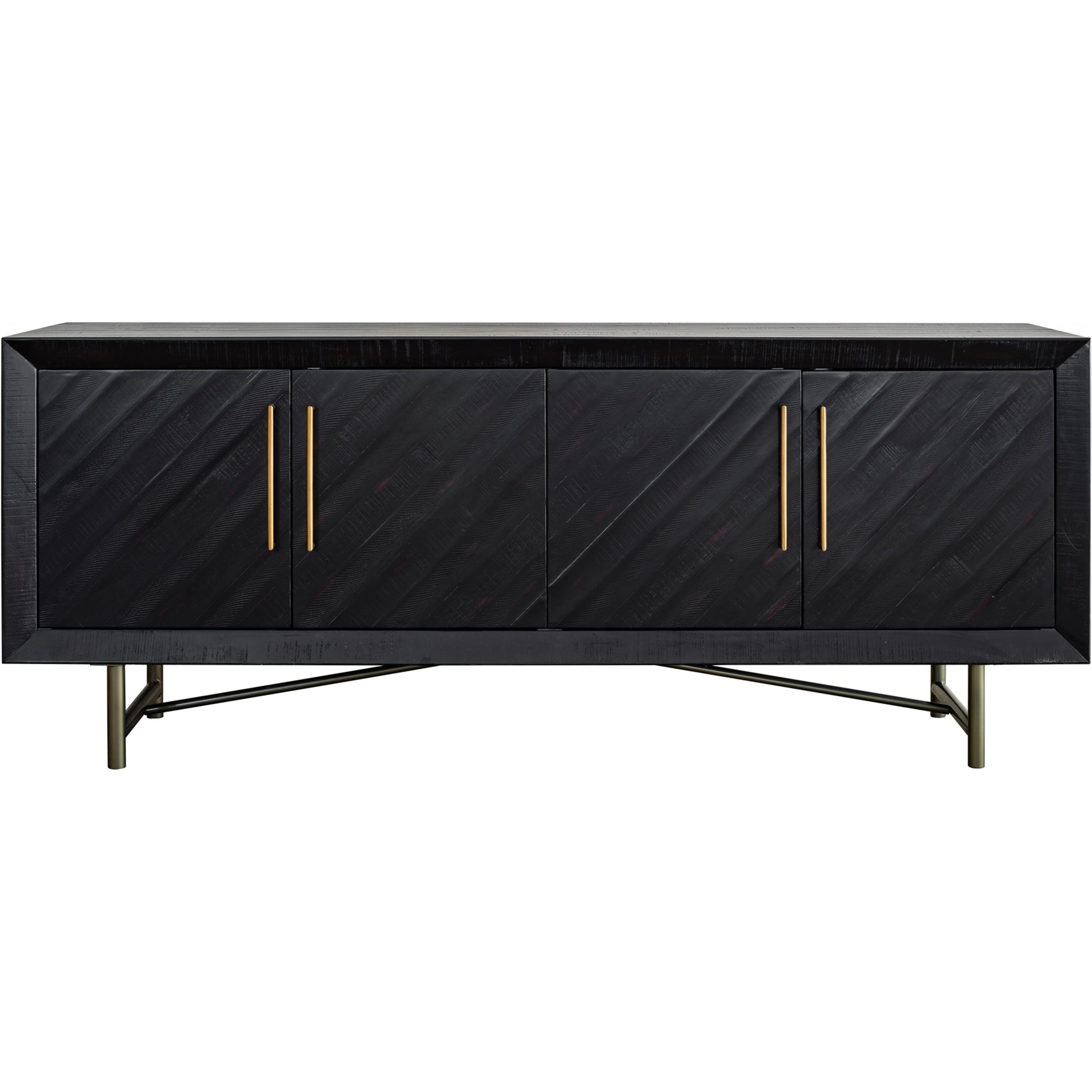 Sicily 4 Door Sideboard by Moe's Home Collection in black. Made from solid acacia, iron legs, mdf in a unique style.