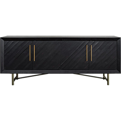Sicily 4 Door Sideboard by Moe's Home Collection in black. Made from solid acacia, iron legs, mdf in a unique style.