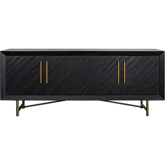 Sicily 4 Door Sideboard by Moe's Home Collection in black. Made from solid acacia, iron legs, mdf in a unique style.