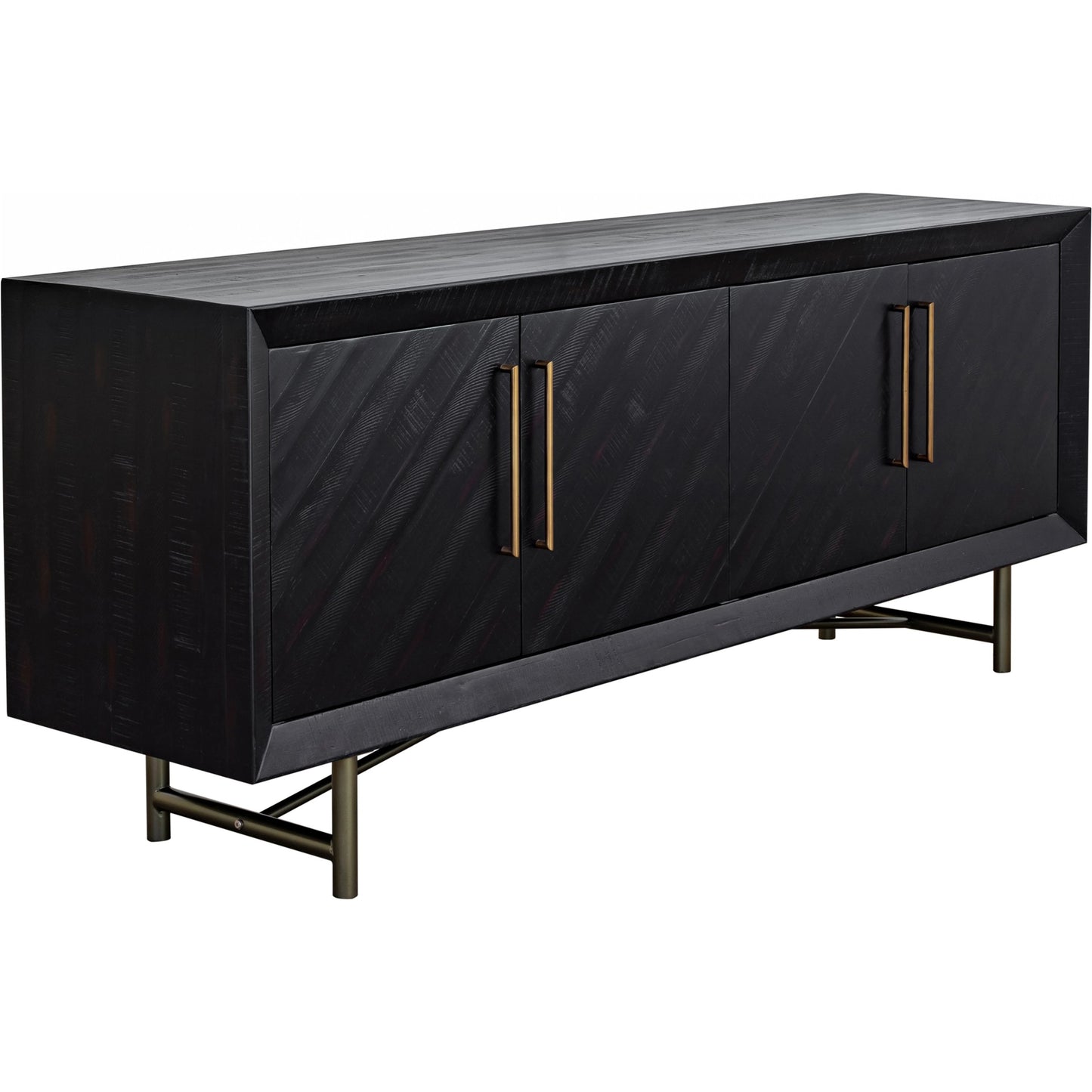 002 SI-1985435 | Additional Silo | Sicily 4 Door Sideboard by Moe's Home Collection in black. Made from solid acacia, iron legs, mdf in a unique style.