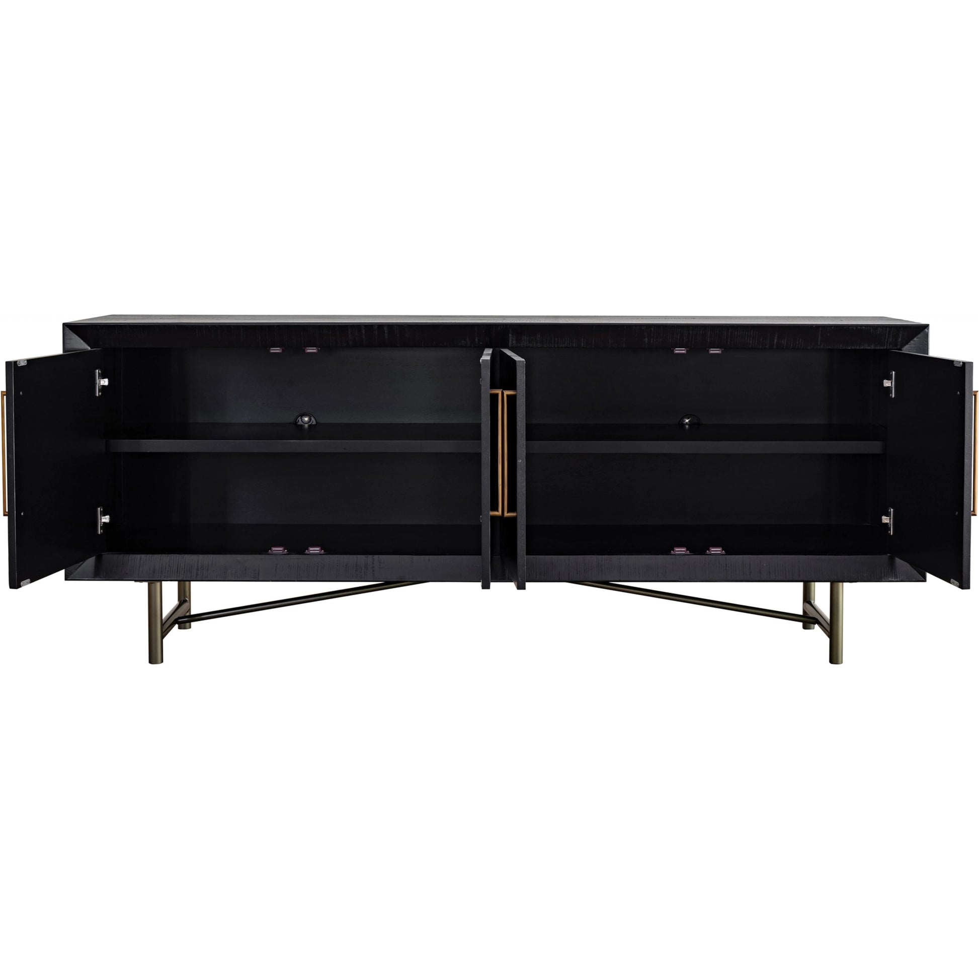 Sicily 4 Door Sideboard by Moe's Home Collection in black. Made from solid acacia, iron legs, mdf in a unique style.