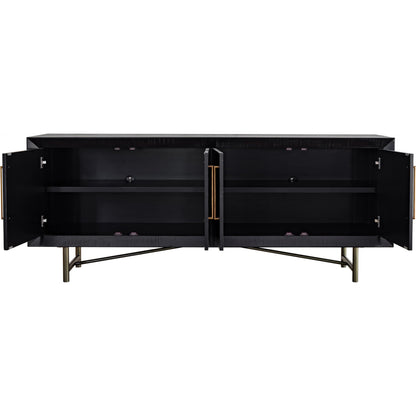 Sicily 4 Door Sideboard by Moe's Home Collection in black. Made from solid acacia, iron legs, mdf in a unique style.