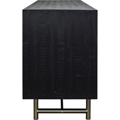 Sicily 4 Door Sideboard by Moe's Home Collection in black. Made from solid acacia, iron legs, mdf in a unique style.