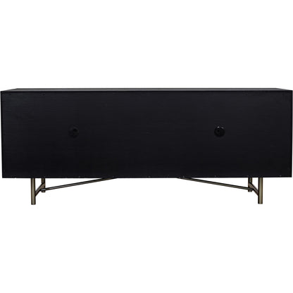 Sicily 4 Door Sideboard by Moe's Home Collection in black. Made from solid acacia, iron legs, mdf in a unique style.