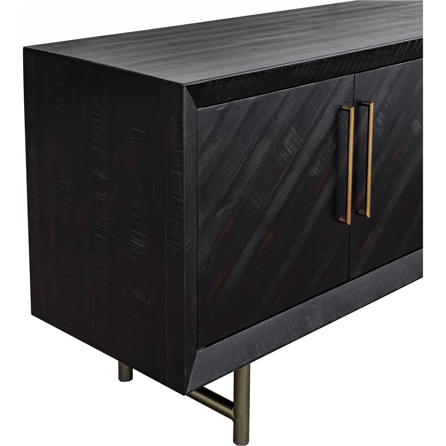 009 SI-1985435 | Additional Silo | Sicily 4 Door Sideboard by Moe's Home Collection in black. Made from solid acacia, iron legs, mdf in a unique style.