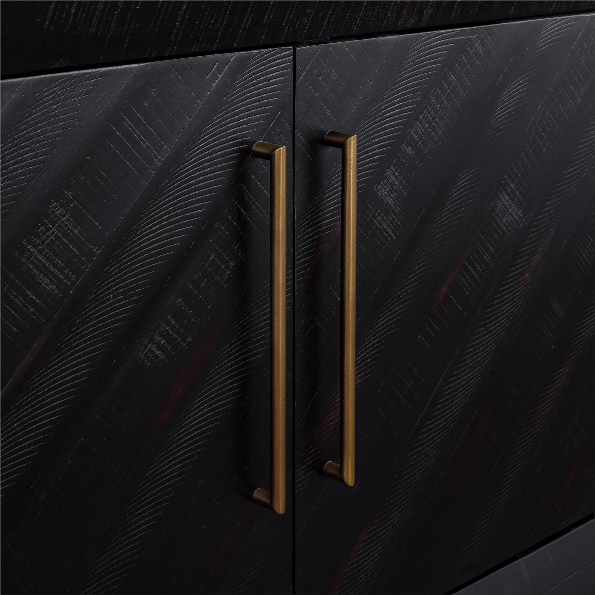 Sicily 4 Door Sideboard by Moe's Home Collection in black. Made from solid acacia, iron legs, mdf in a unique style.