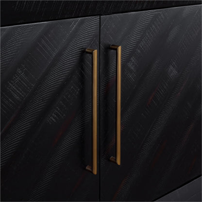 Sicily 4 Door Sideboard by Moe's Home Collection in black. Made from solid acacia, iron legs, mdf in a unique style.