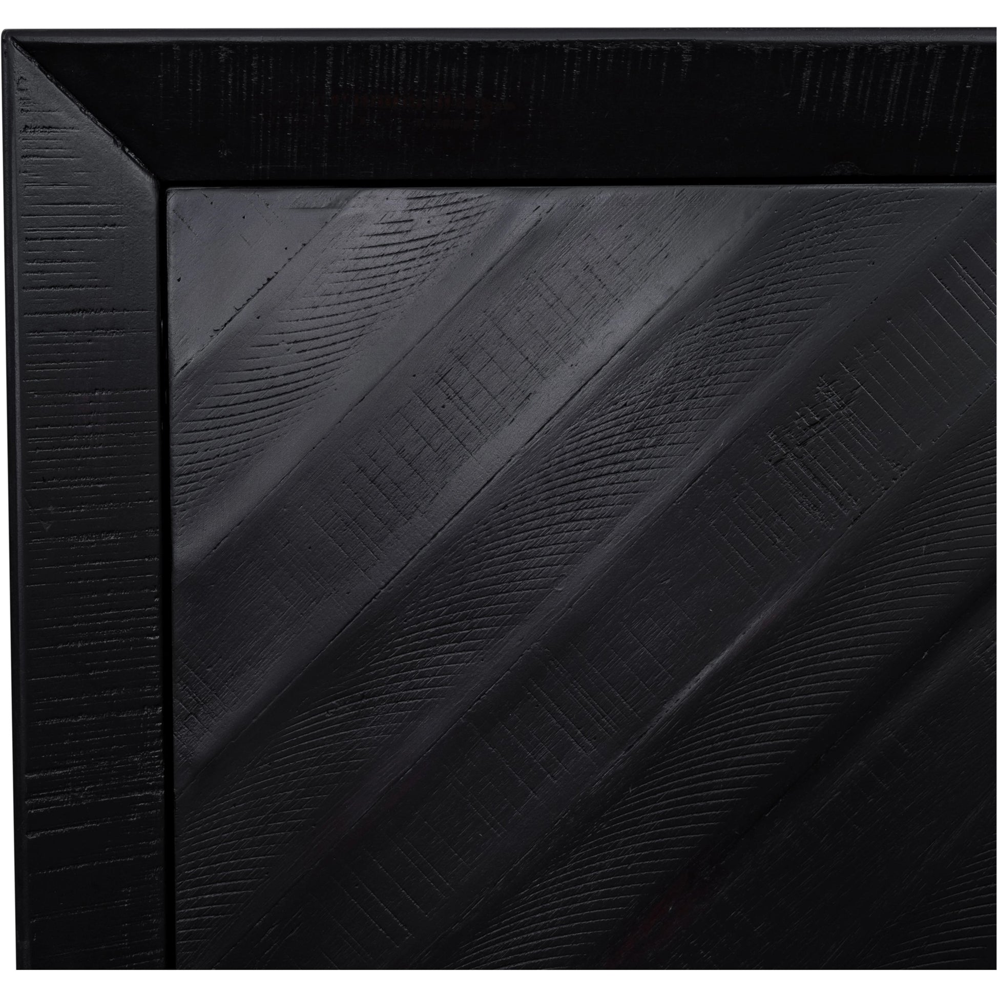 Sicily 4 Door Sideboard by Moe's Home Collection in black. Made from solid acacia, iron legs, mdf in a unique style.