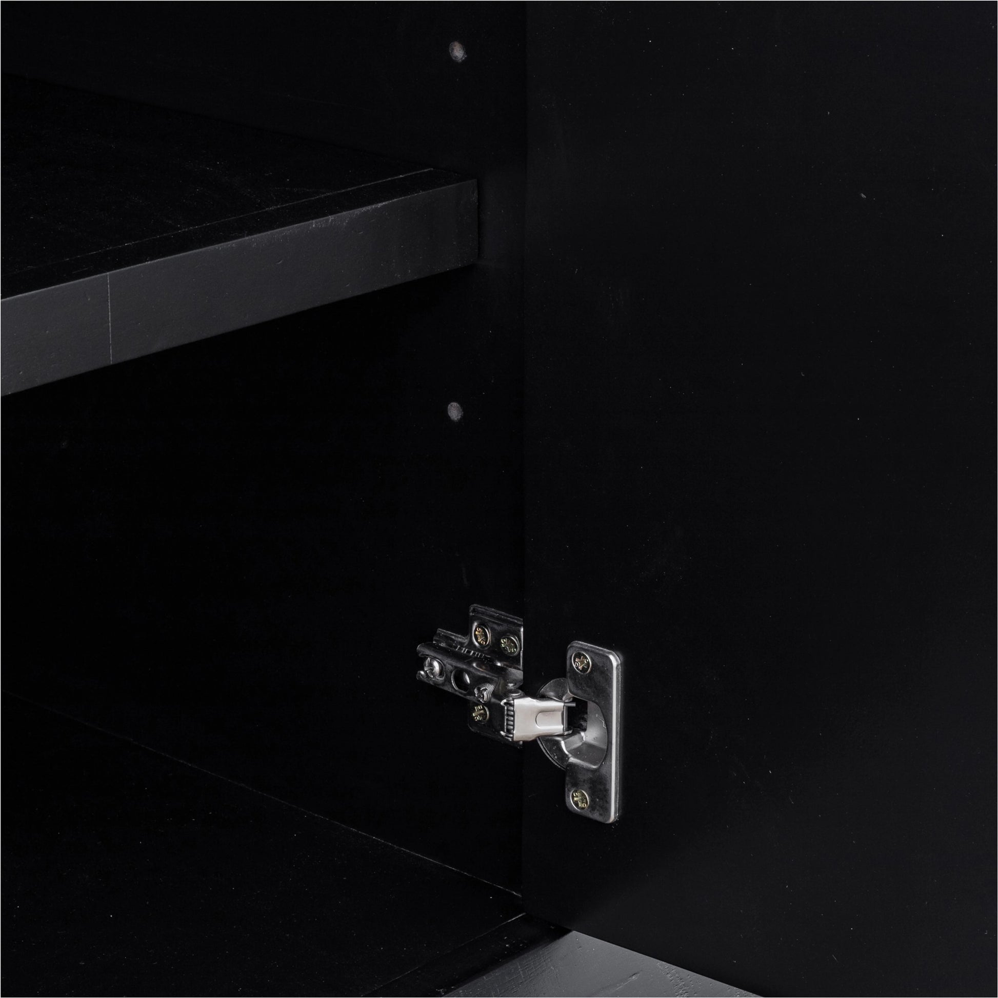 Sicily 4 Door Sideboard by Moe's Home Collection in black. Made from solid acacia, iron legs, mdf in a unique style.