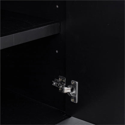 Sicily 4 Door Sideboard by Moe's Home Collection in black. Made from solid acacia, iron legs, mdf in a unique style.