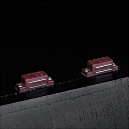 Sicily 4 Door Sideboard by Moe's Home Collection in black. Made from solid acacia, iron legs, mdf in a unique style.