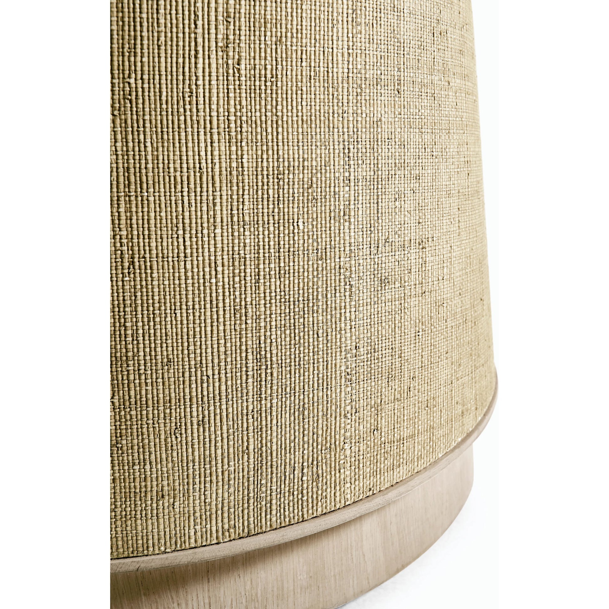 Water Abyss Single Pedestal Dining by Jonathan Charles in brown and performance linen. Made from oak solids, veneers, grass cloth in a modern style.