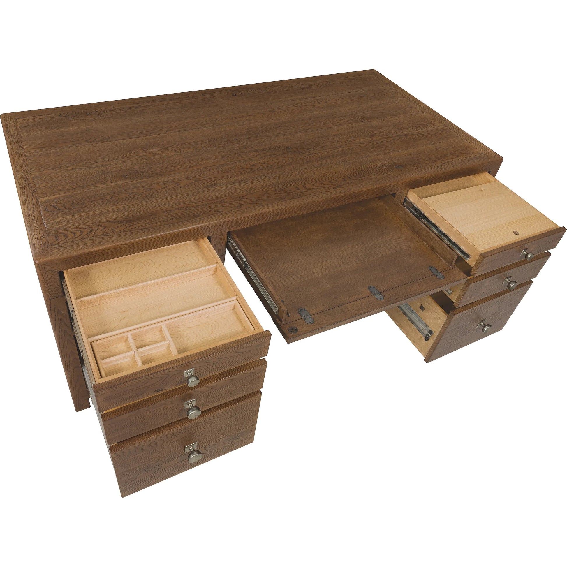 Driftwood Executive Desk by Hooker Furniture. Made from oak solids, oak veneers in a transitional style.