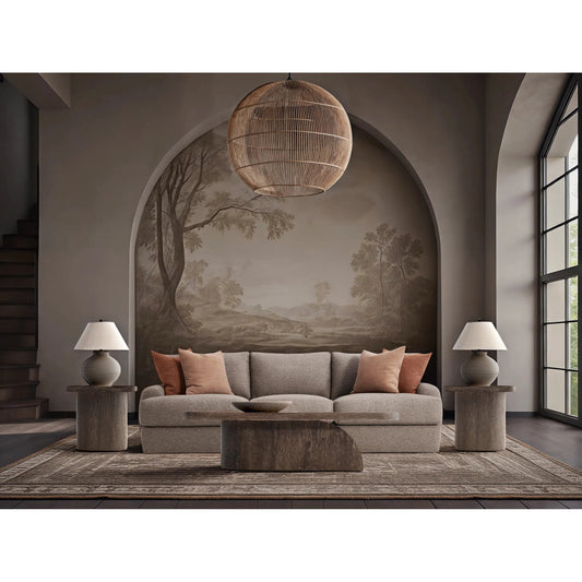 Cameron Fabric Sofa by Bernhardt in brown. Made from fabric, polyfoam core, virgin polyester fibers, waterfowl feathers, waterfowl down in a transitional style.
