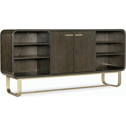 001 SI-2185842 | Primary Silo | Commerce & Market Metropolitan Credenza by Hooker Furniture in dark wood and dark wood finish. Made from oak veneers, metal tube and sheet metal in a modern style.