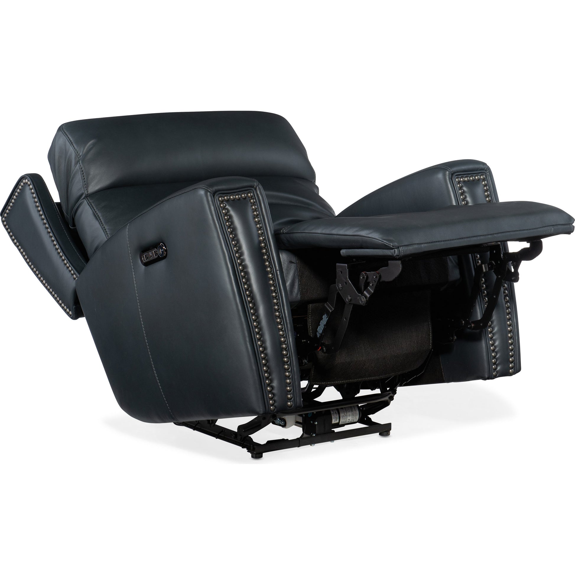 Ruthe Zero Gravity Power Recliner by Hooker Furniture in salvo denim. Made from leather in a traditional style.